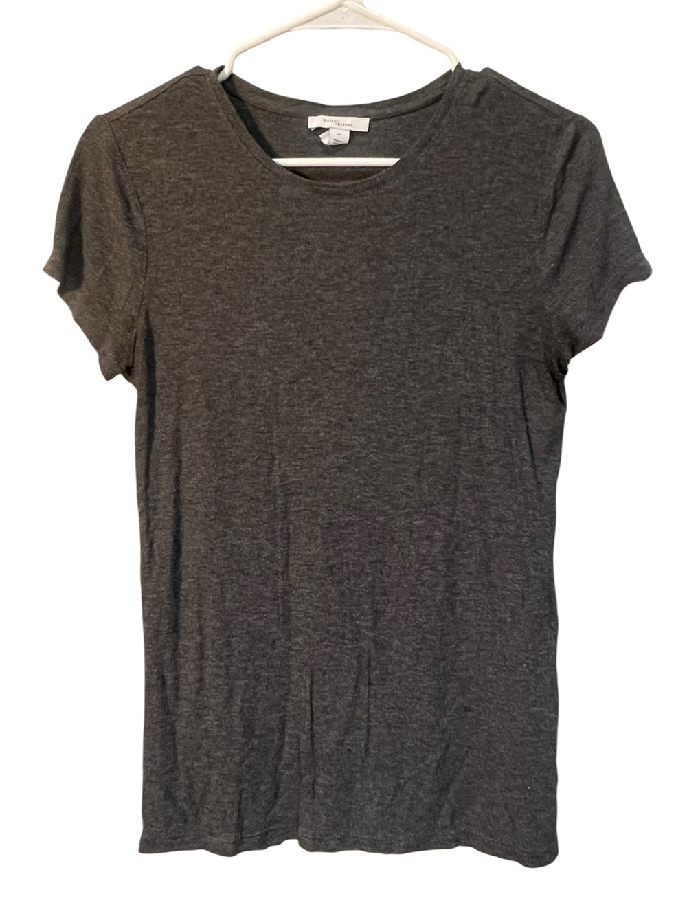 Daily Ritual Anthropologie Women’s Size Medium Ribbed T-Shirt Dark Charcoal Gray
